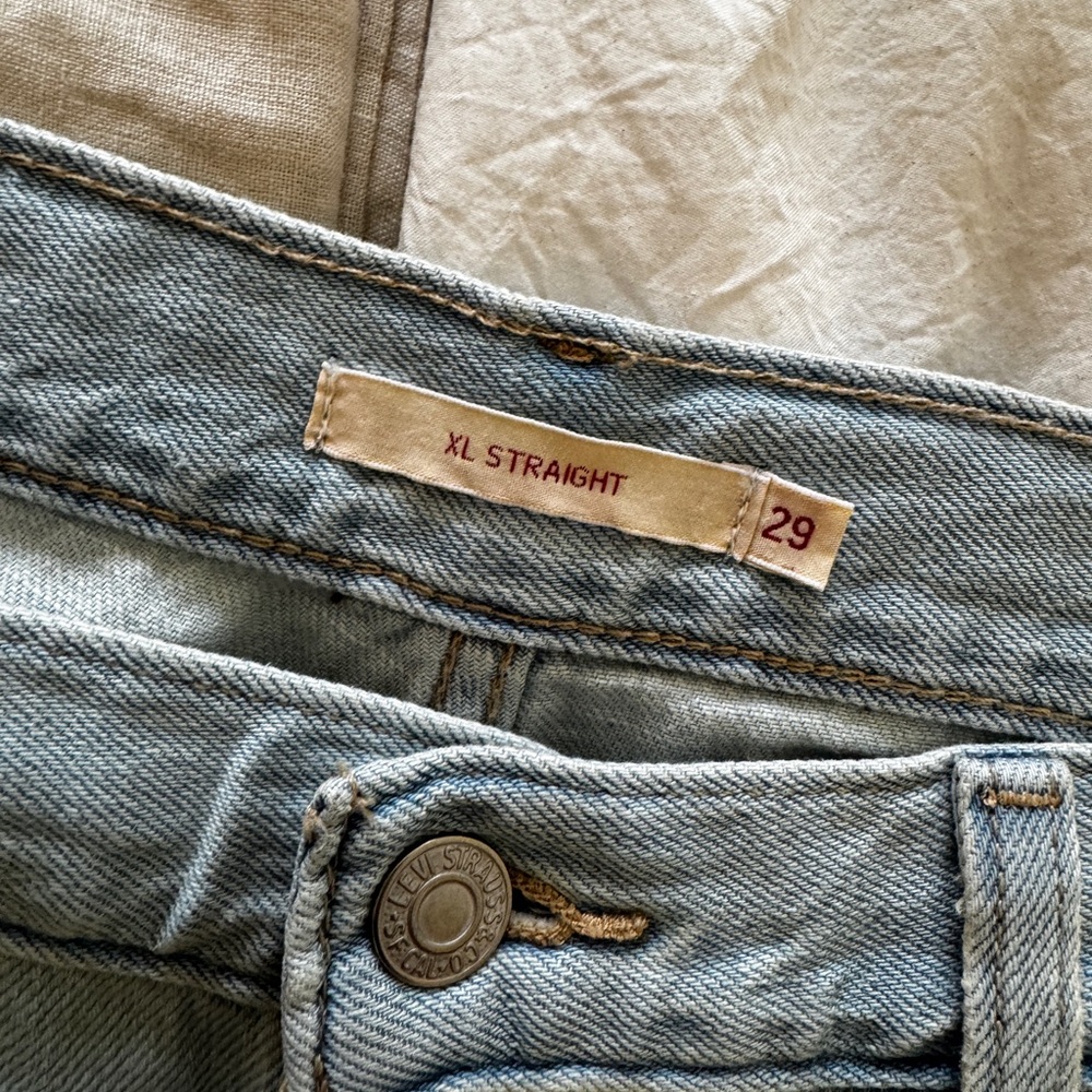XL BAGGY STRAIGHT LINEN+ DENIM WOMEN'S JEANS Size 29 - Picture 10 of 12